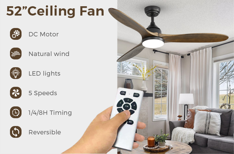 decorative solid wood ceiling fan 